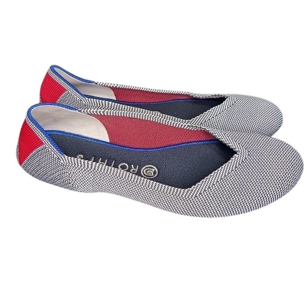 Rothy's Cherry Ribbon Stripe Flats Women's 8.5 Retired Washable Ballet Shoes